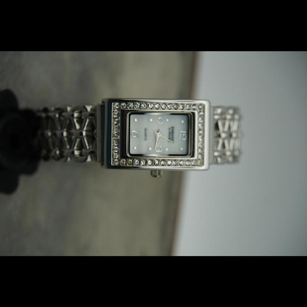 Elegant Embassy Quartz Watch with Crystal Accents